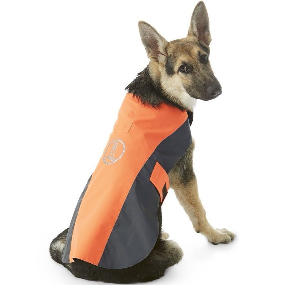 Land's End Reflective Dog Vest orange  gray with navy mesh lining adjustable XL